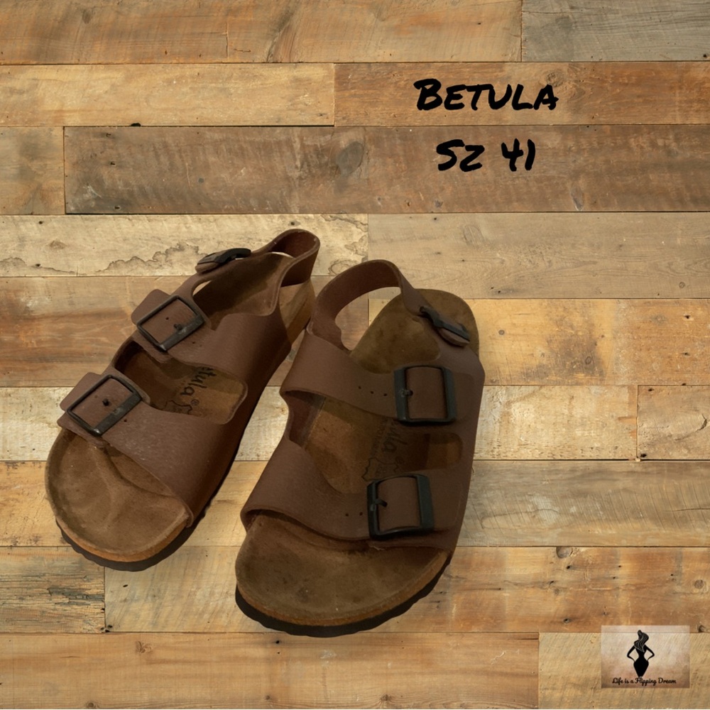 Betula Birkenstock Sz 41 Brown Leather Sndals #1483